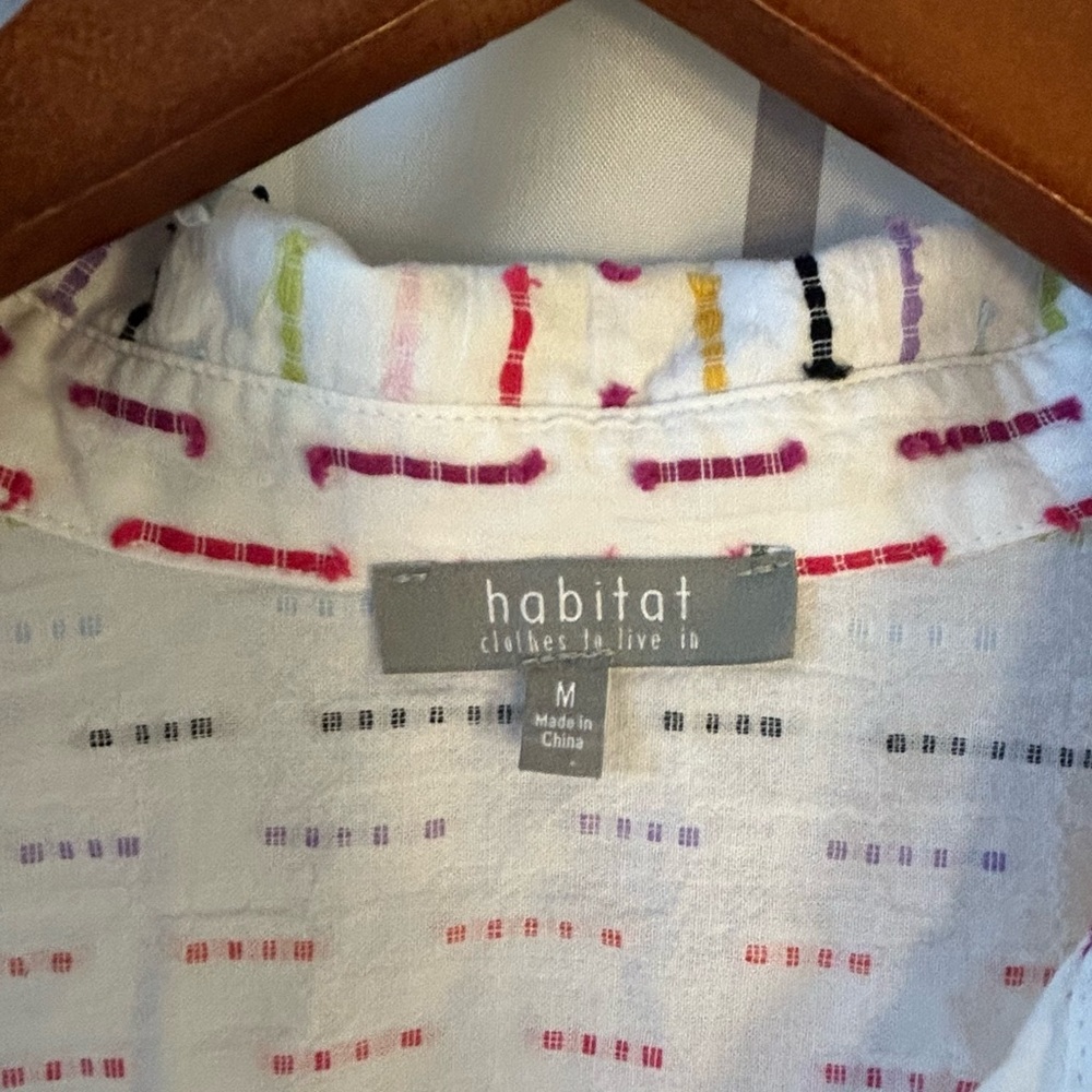 Habitat Women's Button Down Shirt with Multicolor Stripes - Picture 3 of 6